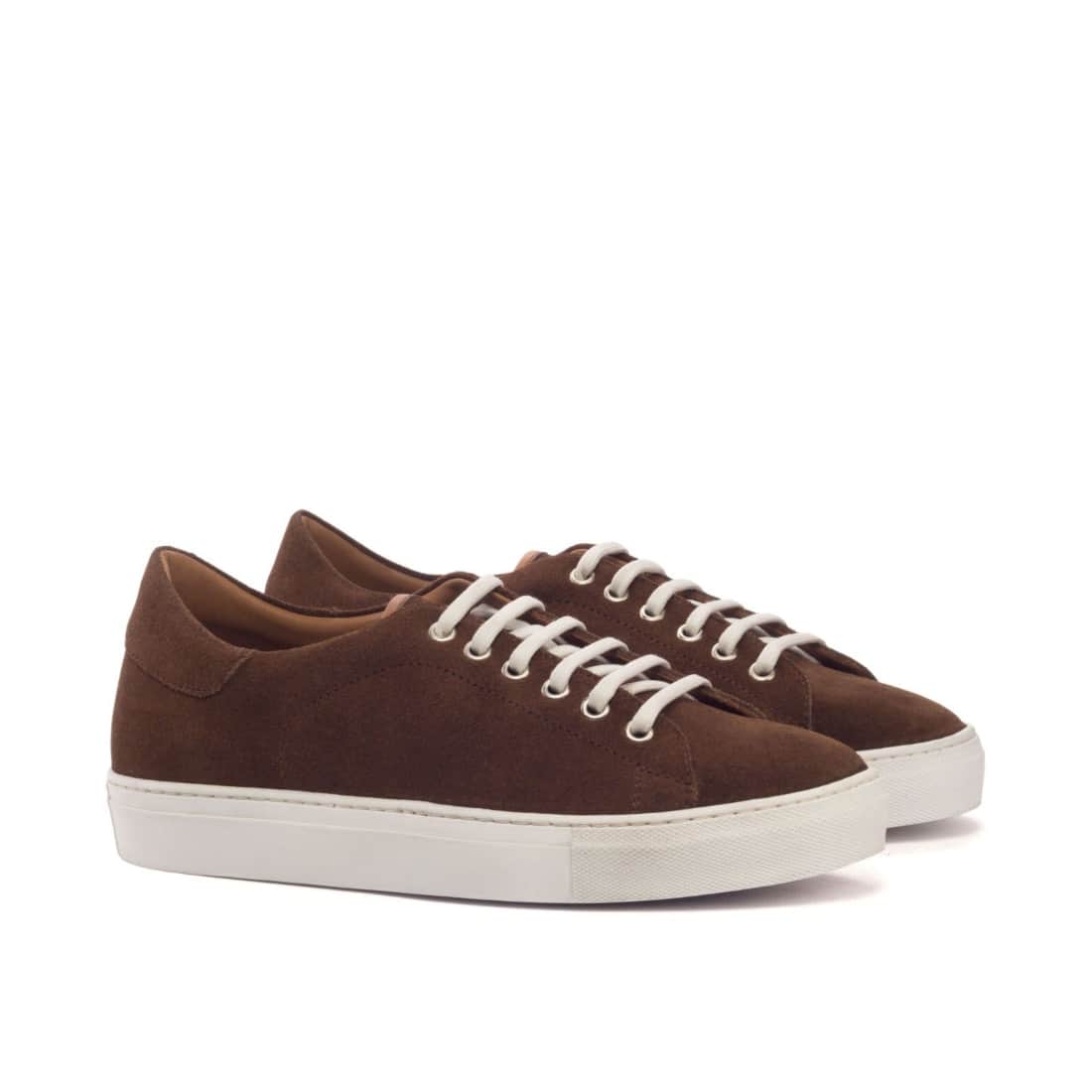 Sneakers Jersey en daim marron - Semelles Blanches