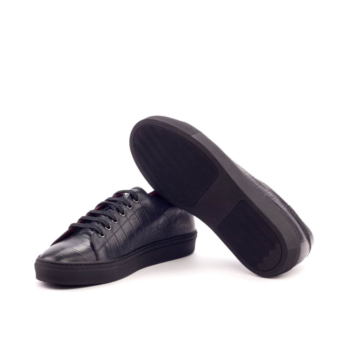 Sneakers Jersey en croco noir - Semelles Noires - Chaussures