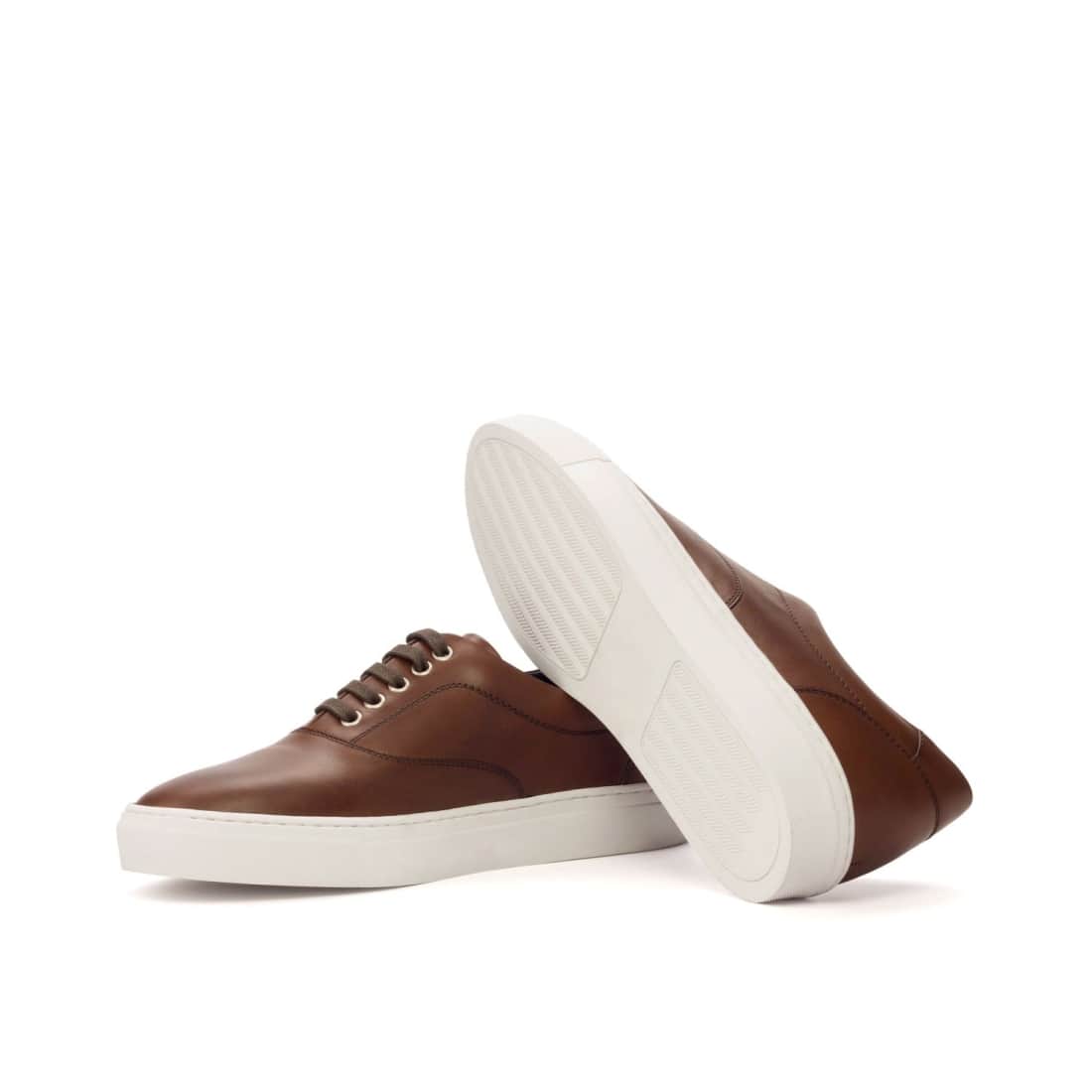 Sneakers Spinner en cuir marron moyen - Semelles Blanches
