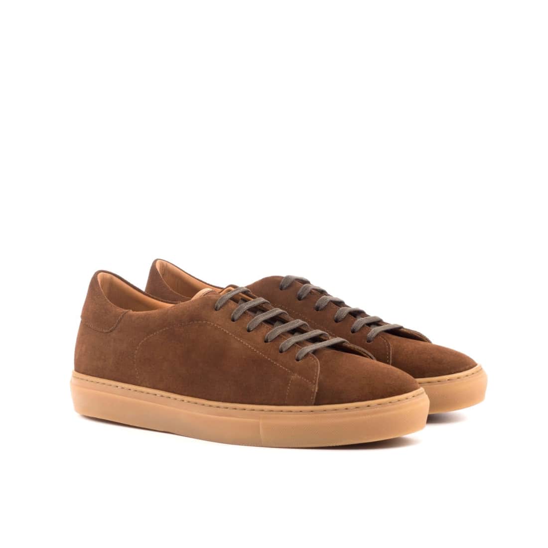 Sneakers Jersey en daim marron - Semelles Caramel