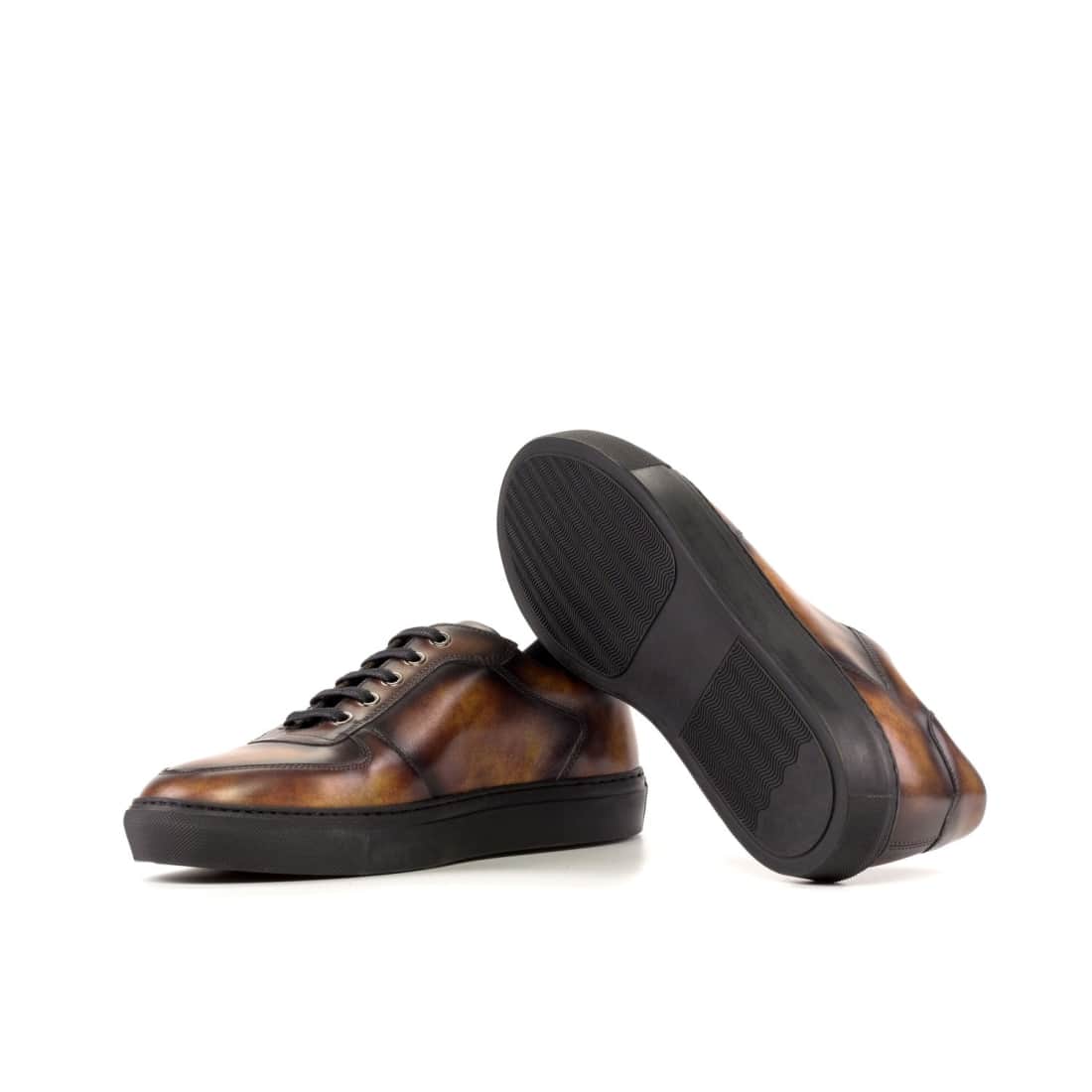 Sneakers Bumper en cuir patiné cognac - Semelles Noires