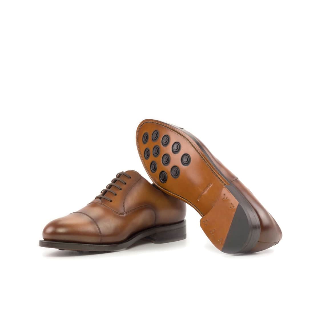 Richelieu bout droit en cuir marron clair - Chaussures