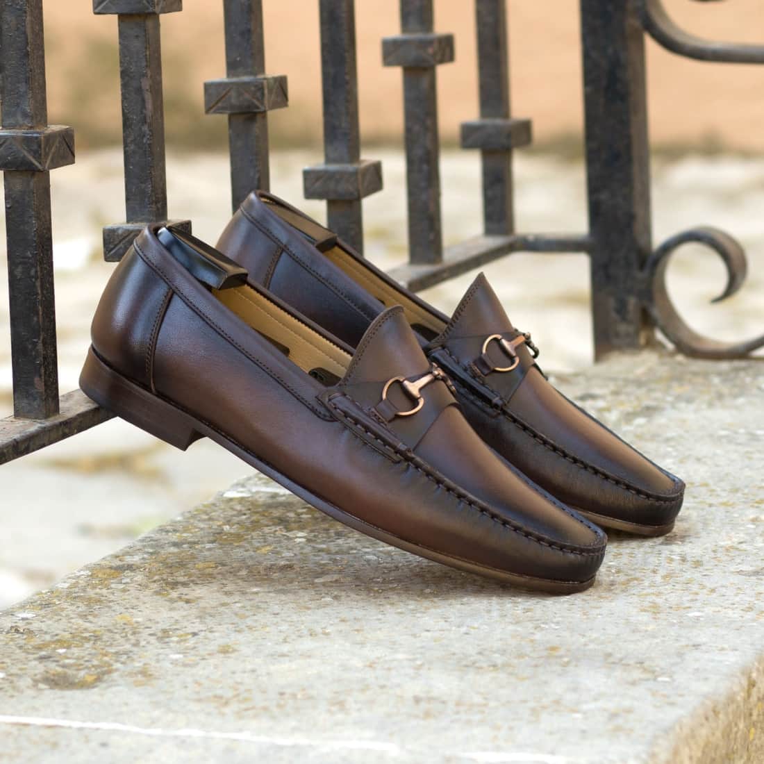 Mocassin à mors en cuir marron foncé - Chaussures