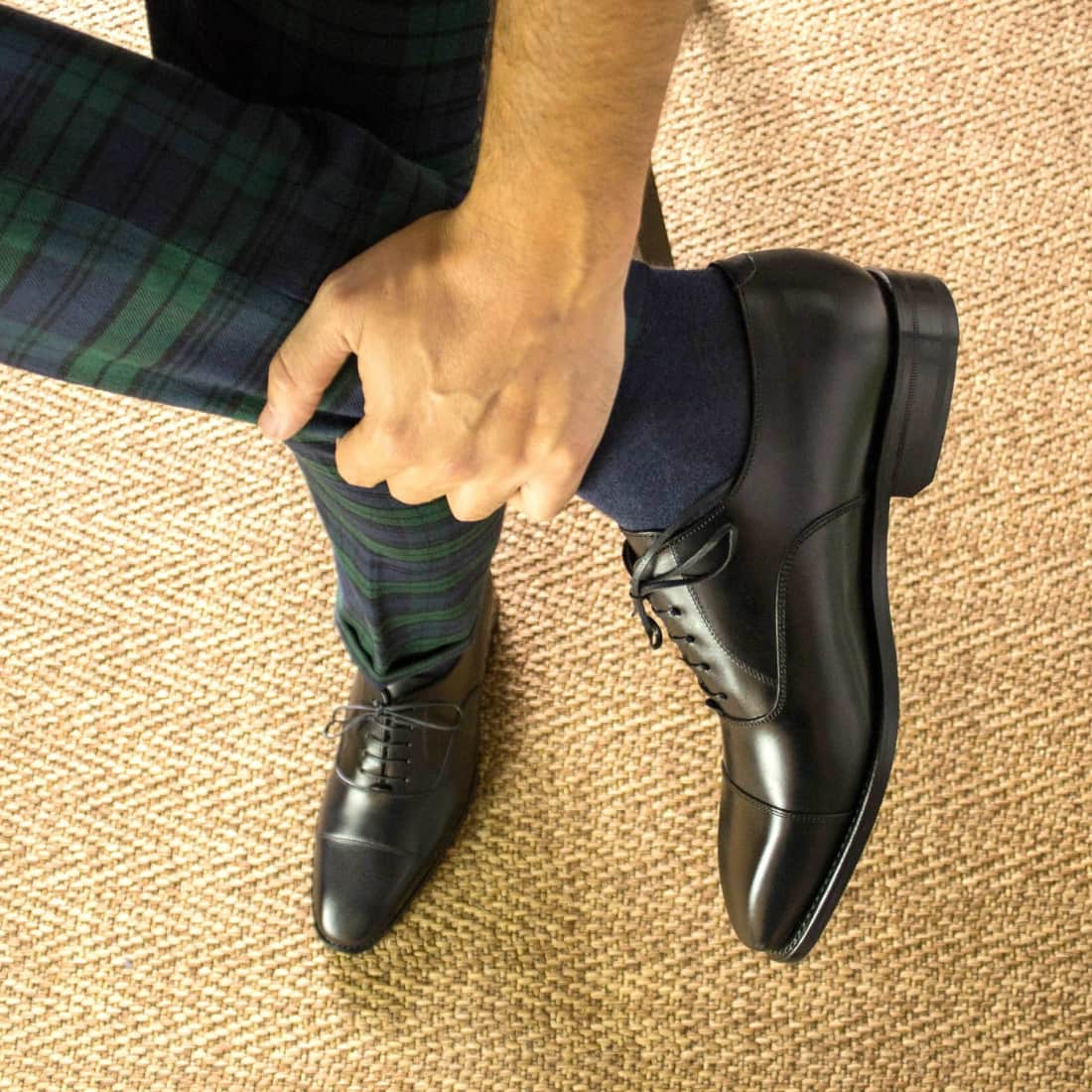 Richelieu bout droit en cuir noir - Chaussures