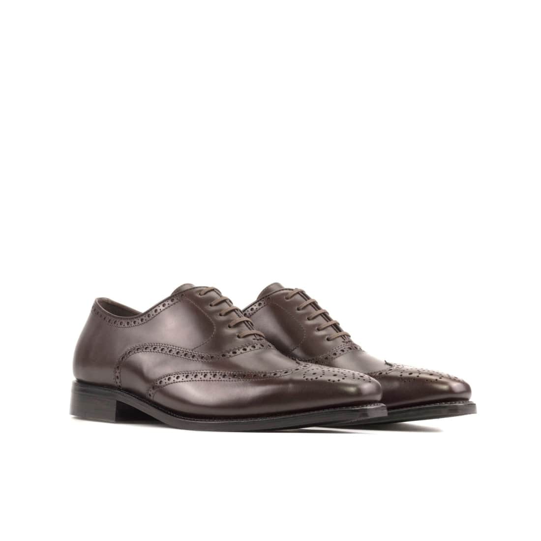 Richelieu fleuri en cuir marron foncé - Chaussures