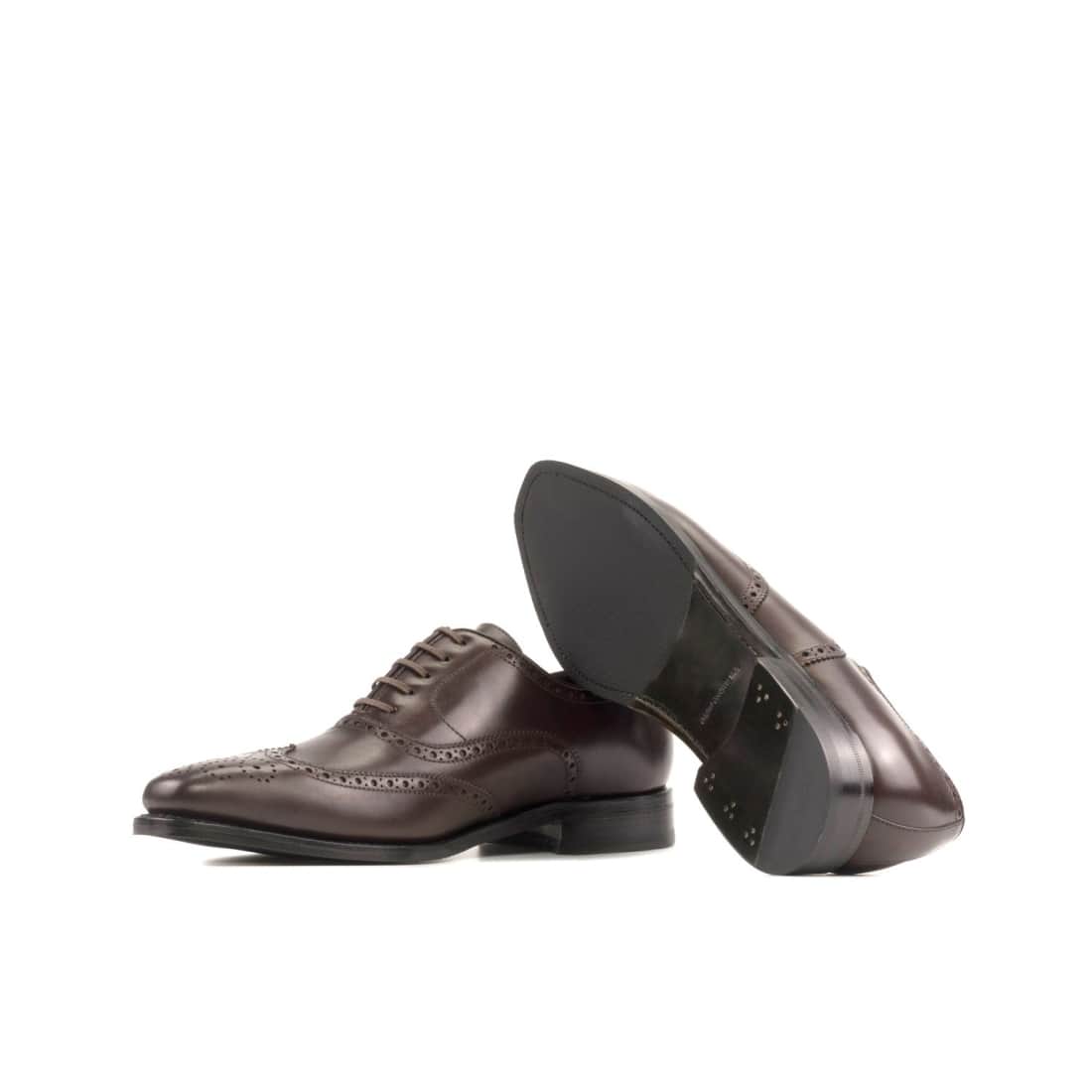 Richelieu fleuri en cuir marron foncé - Chaussures