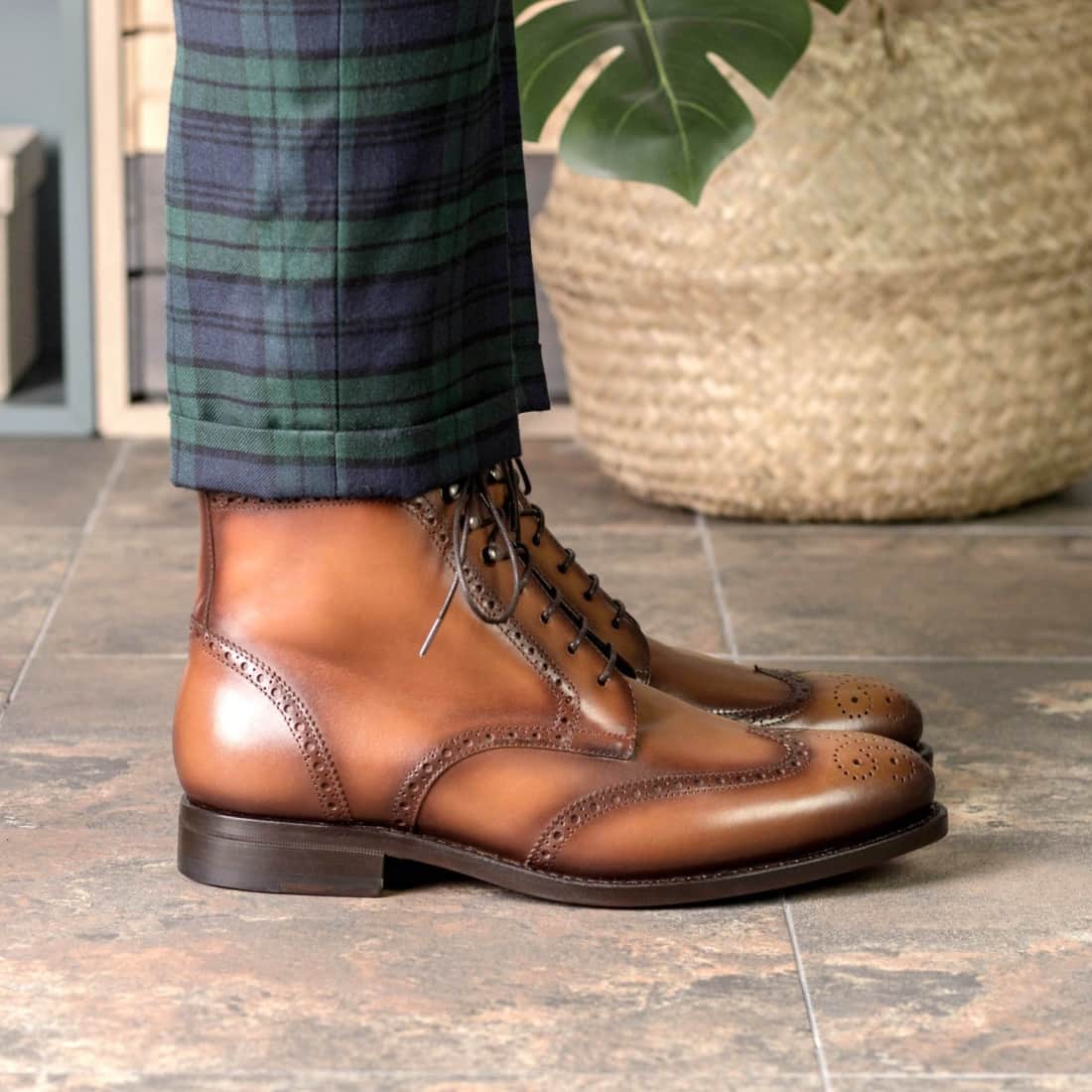 Bottines Derbies Brogue en cuir marron clair - Chaussures