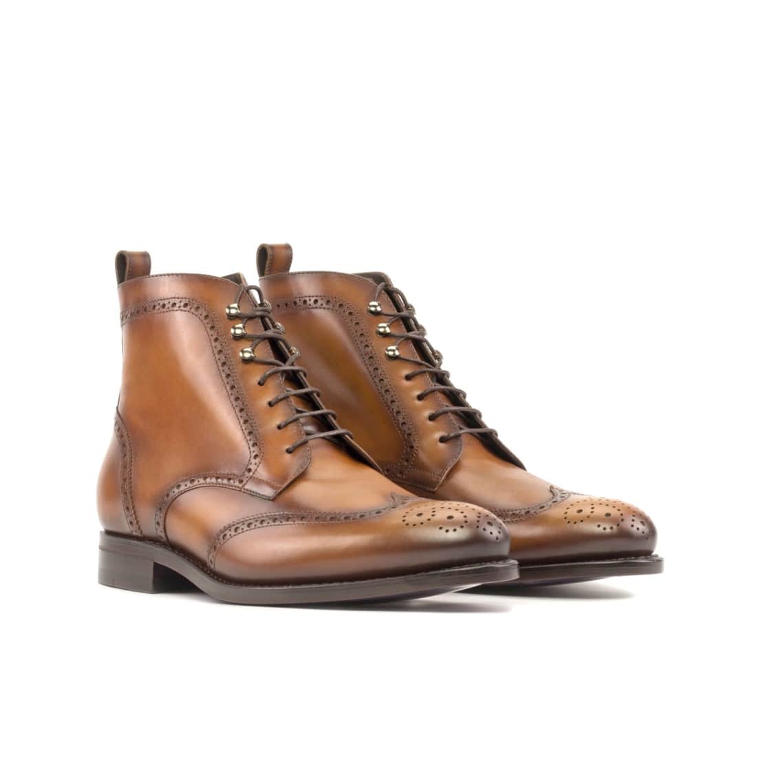 Bottines Derbies Brogue en cuir marron clair - Chaussures