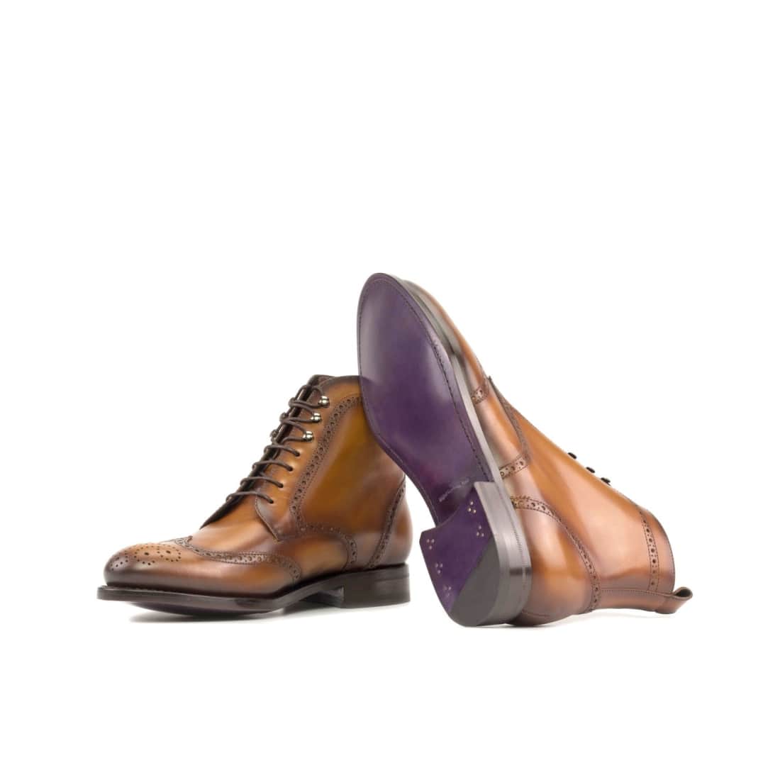 Bottines Derbies Brogue en cuir marron clair - Chaussures