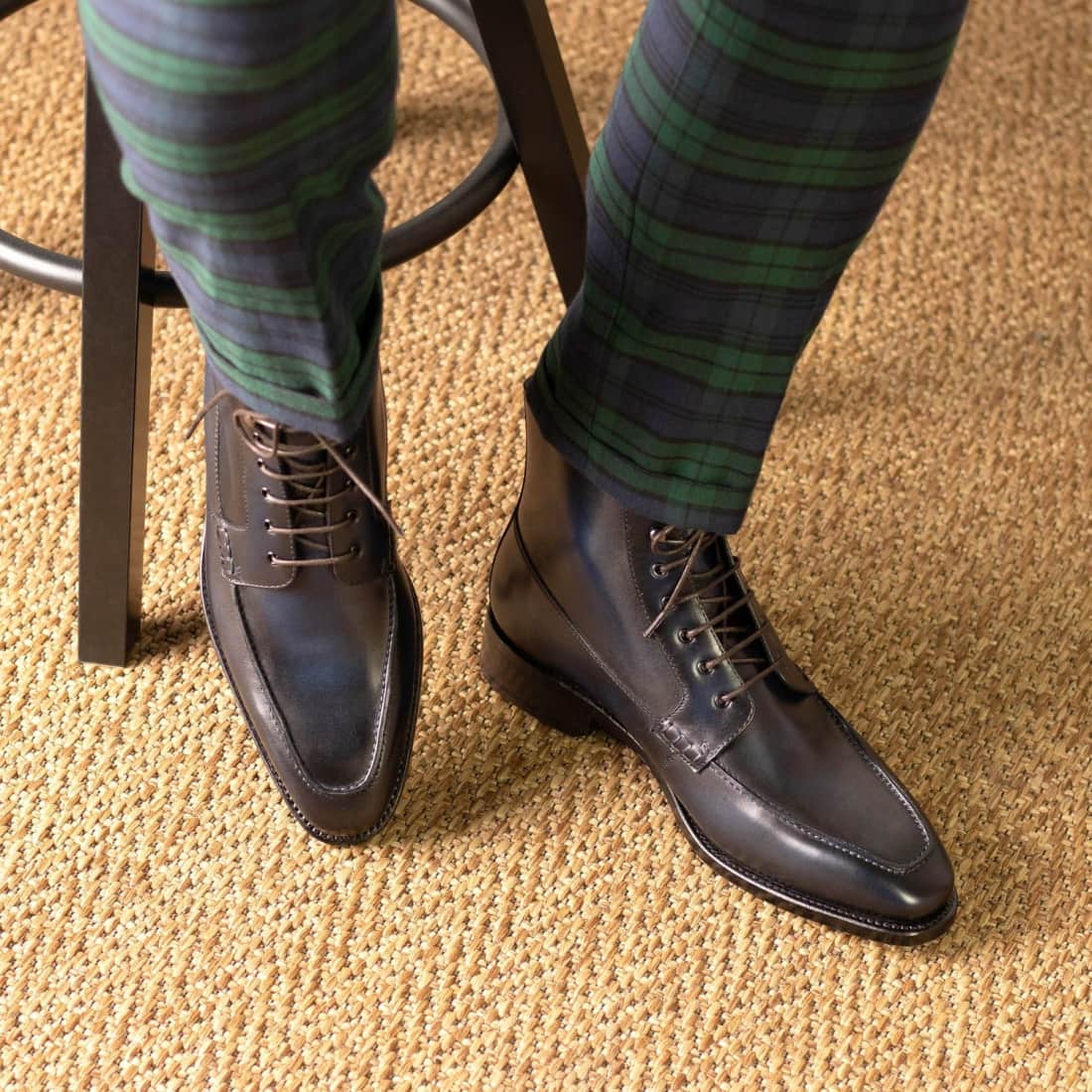 Bottines Derby Demi-Chasse en cuir bleu marine - Chaussures