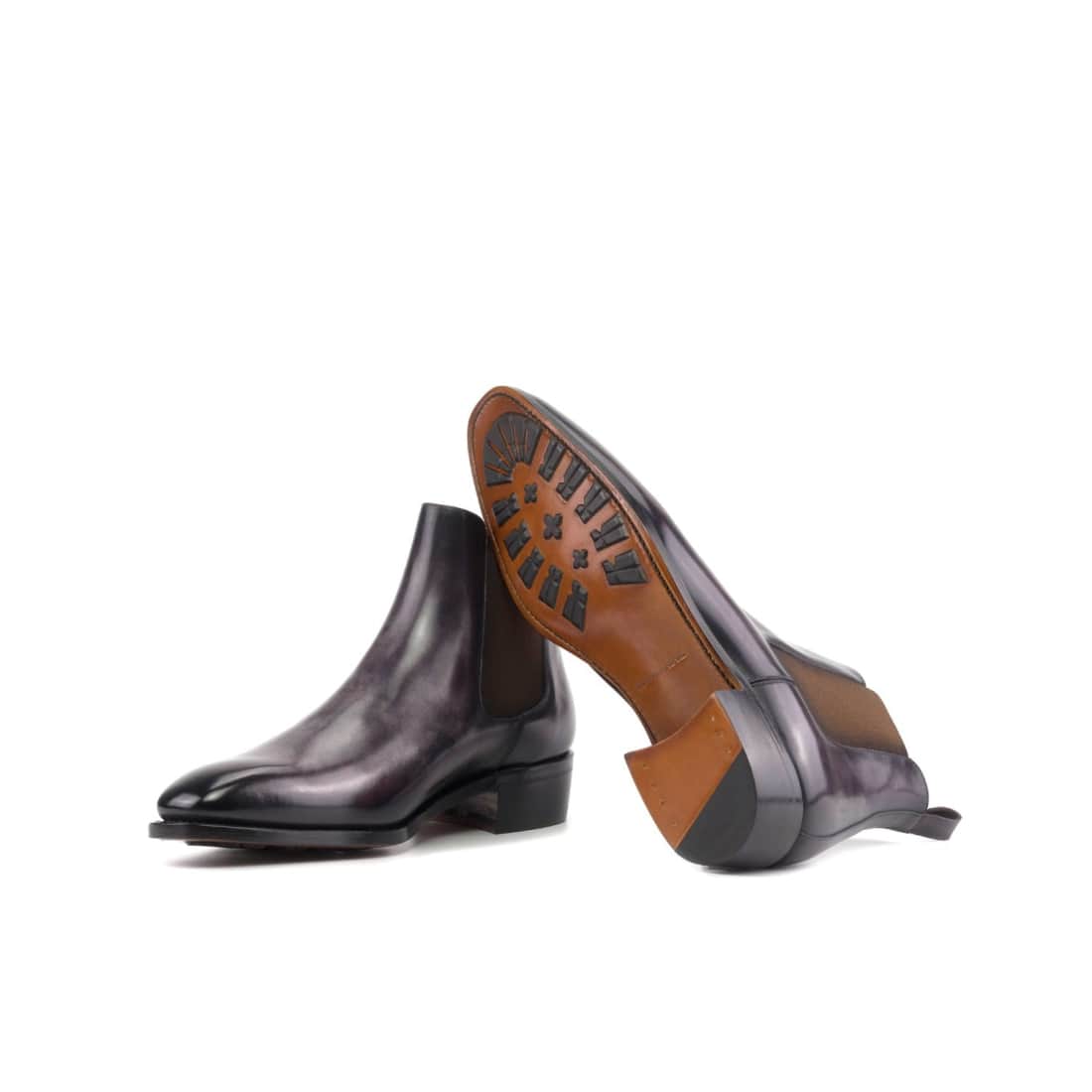 Cheslea Boots en cuir patiné violet - Chaussures