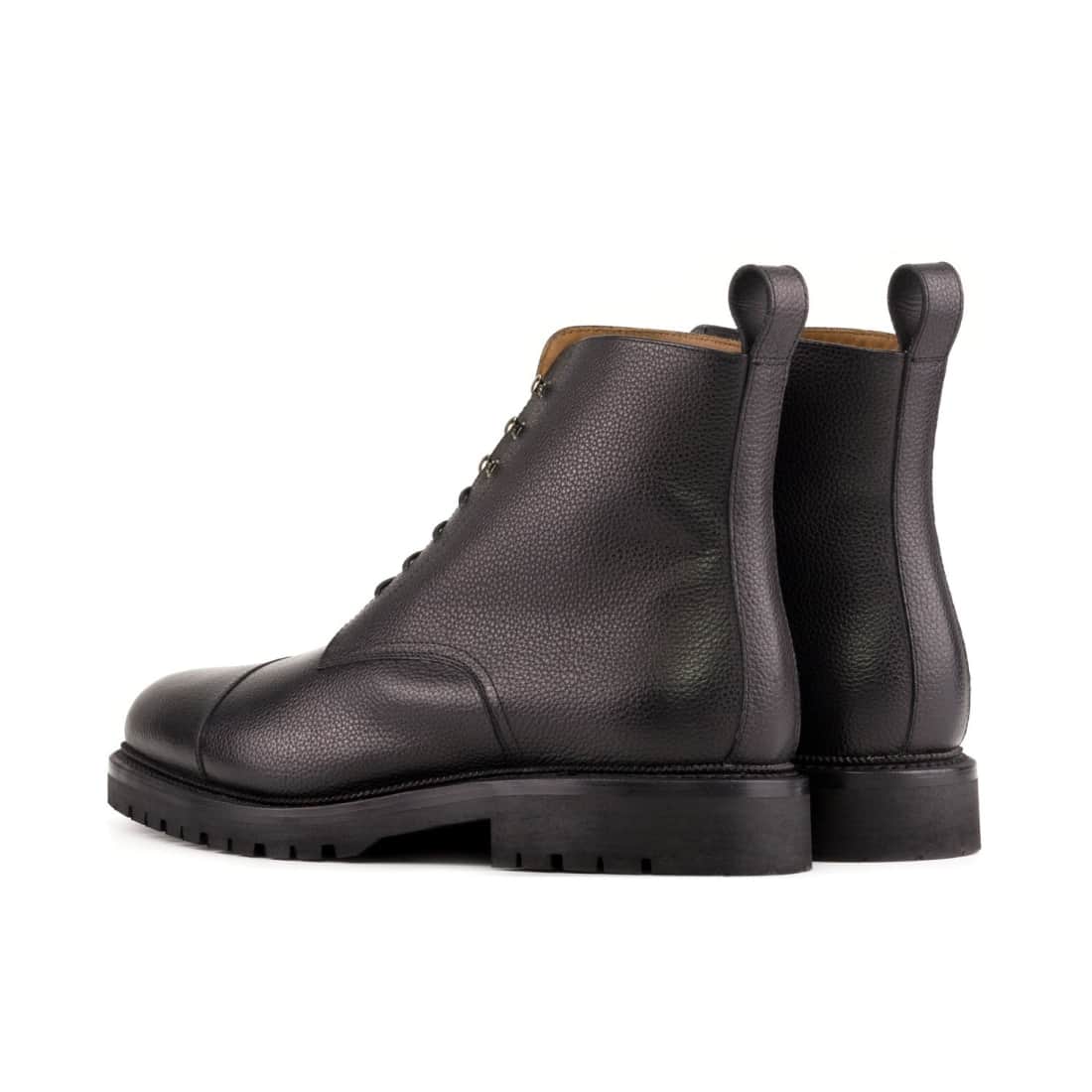 Bottines Bout Droit en cuir grainé noir - Semelles