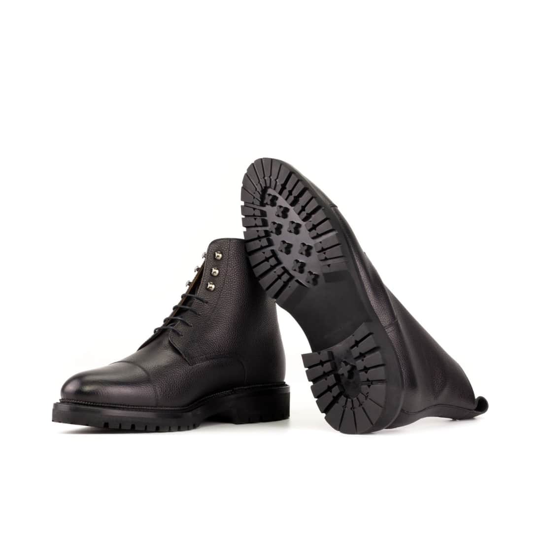 Bottines Bout Droit en cuir grainé noir - Semelles