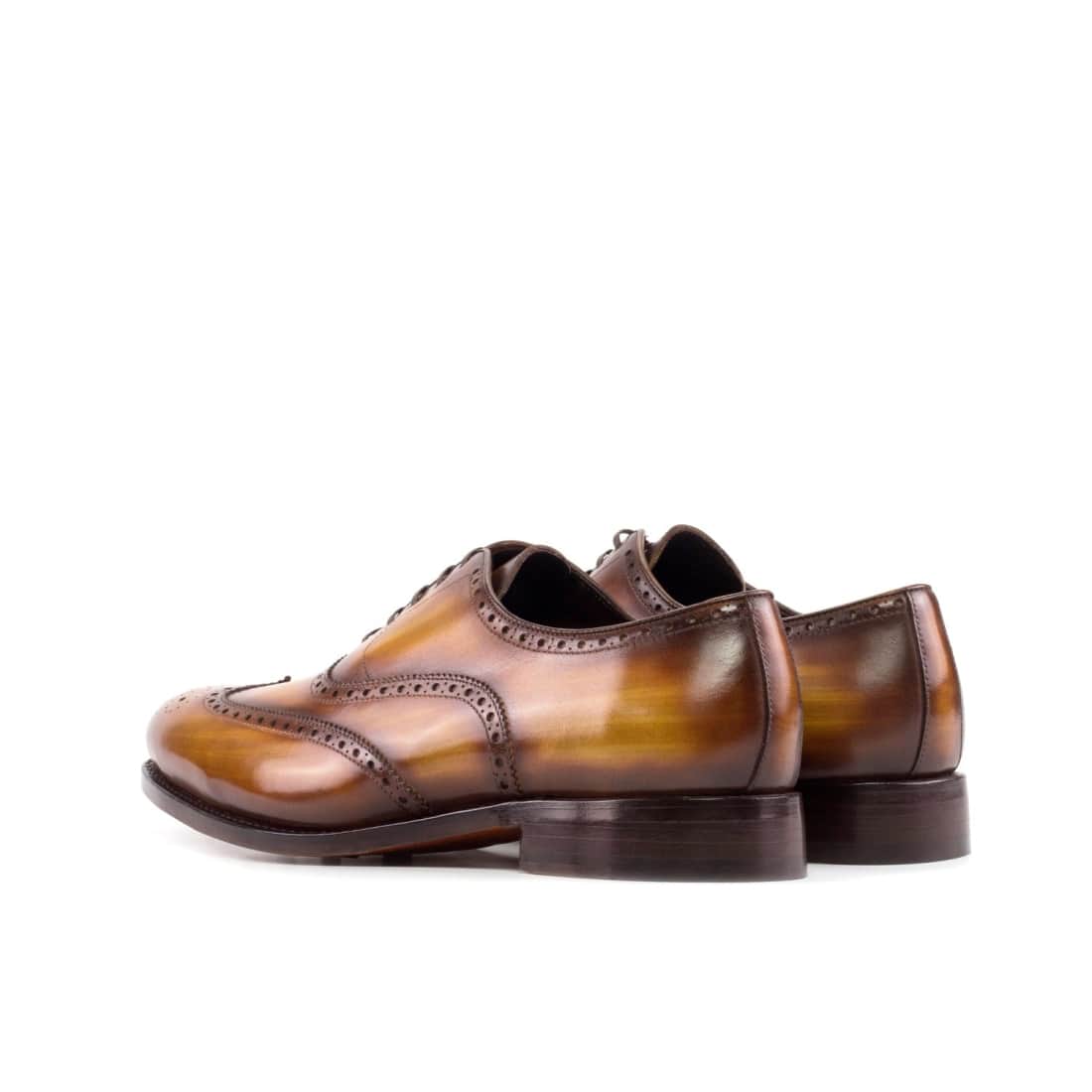 Richelieu fleuri en cuir cognac patiné - Chaussures
