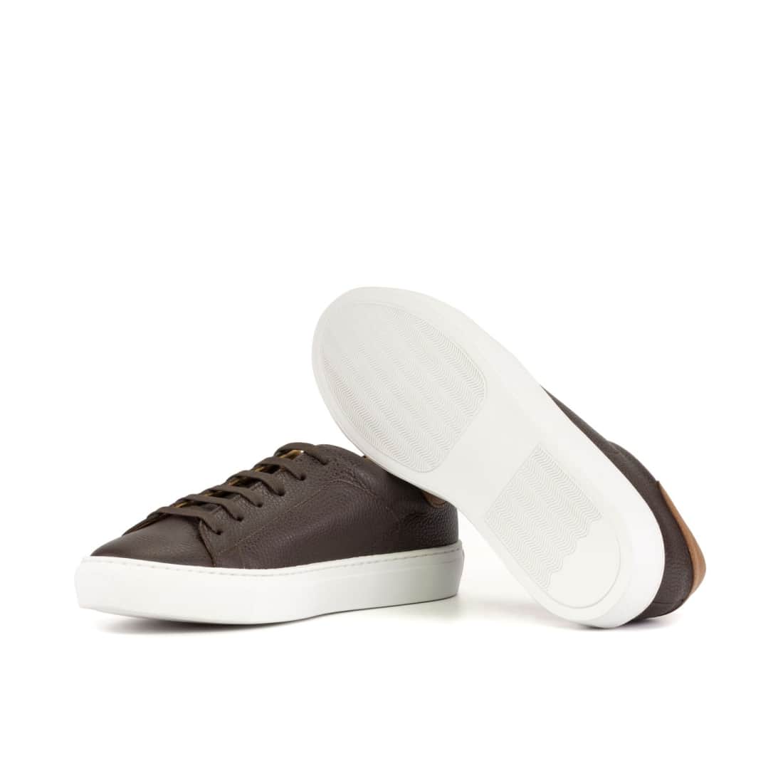Sneakers Jersey en cuir grainé marron foncé - Semelles