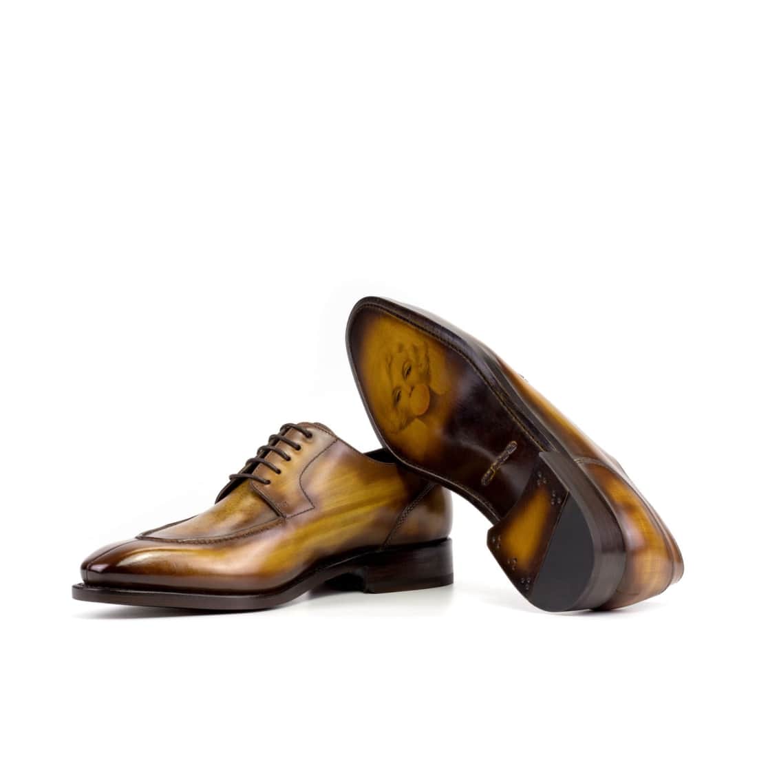 Derbie Chasse en cuir patiné cognac - Chaussures