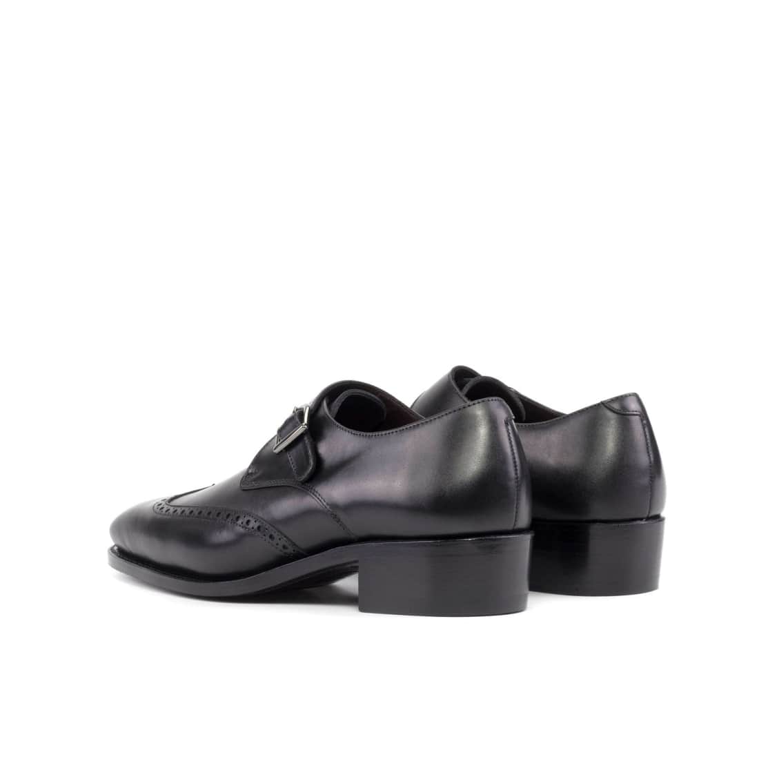 Chaussure à boucle bout fleuri en cuir noir - Chaussures