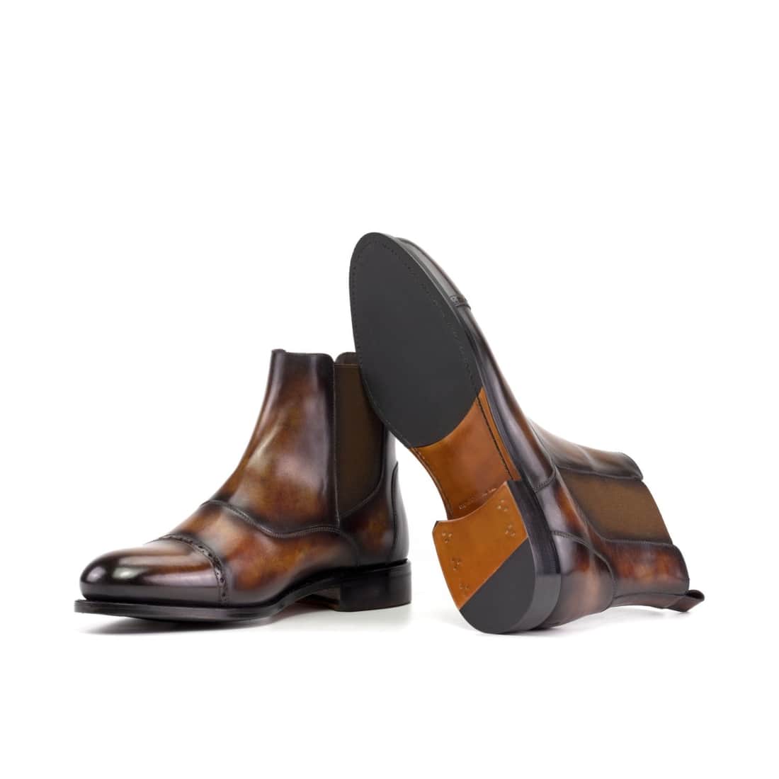 Cheslea Boots Cut en cuir patiné marron - Chaussures