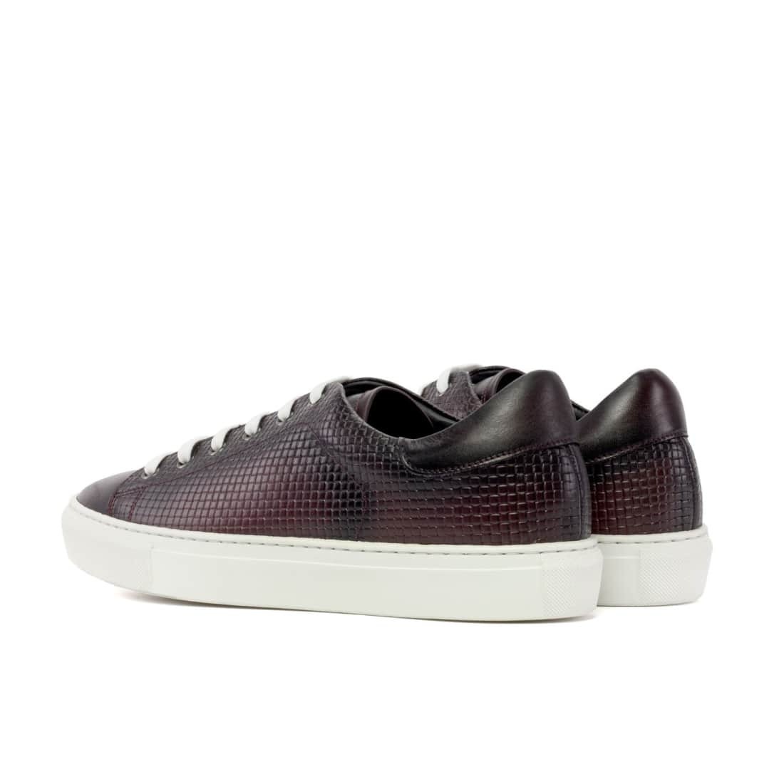 Sneakers Jersey en cuir tressé bordeaux - Semelles