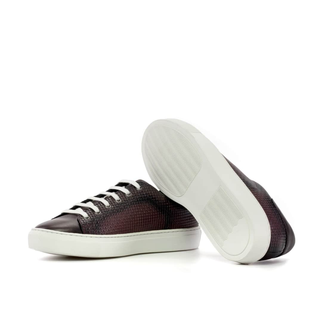 Sneakers Jersey en cuir tressé bordeaux - Semelles