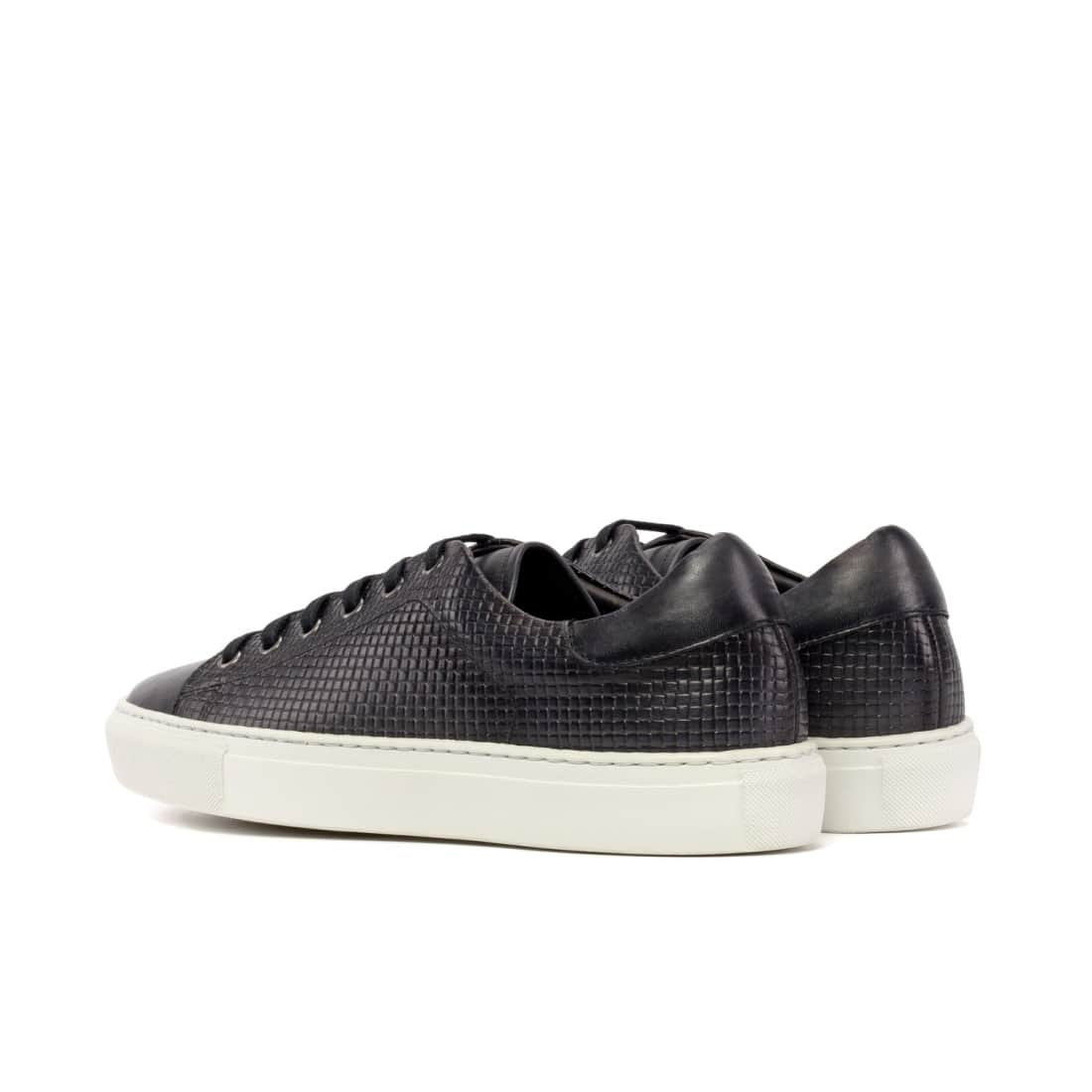 Sneakers Jersey en cuir tressé noir - Semelles Blanches