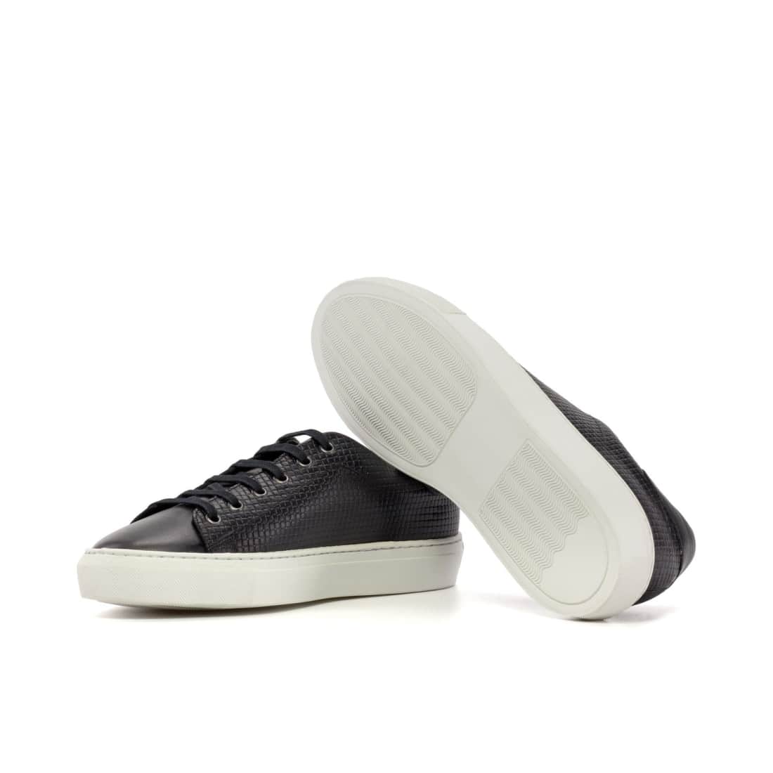 Sneakers Jersey en cuir tressé noir - Semelles Blanches