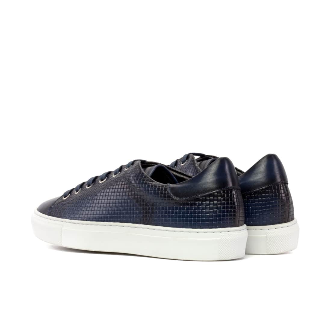 Sneakers Jersey en cuir tressé bleu marine - Semelles