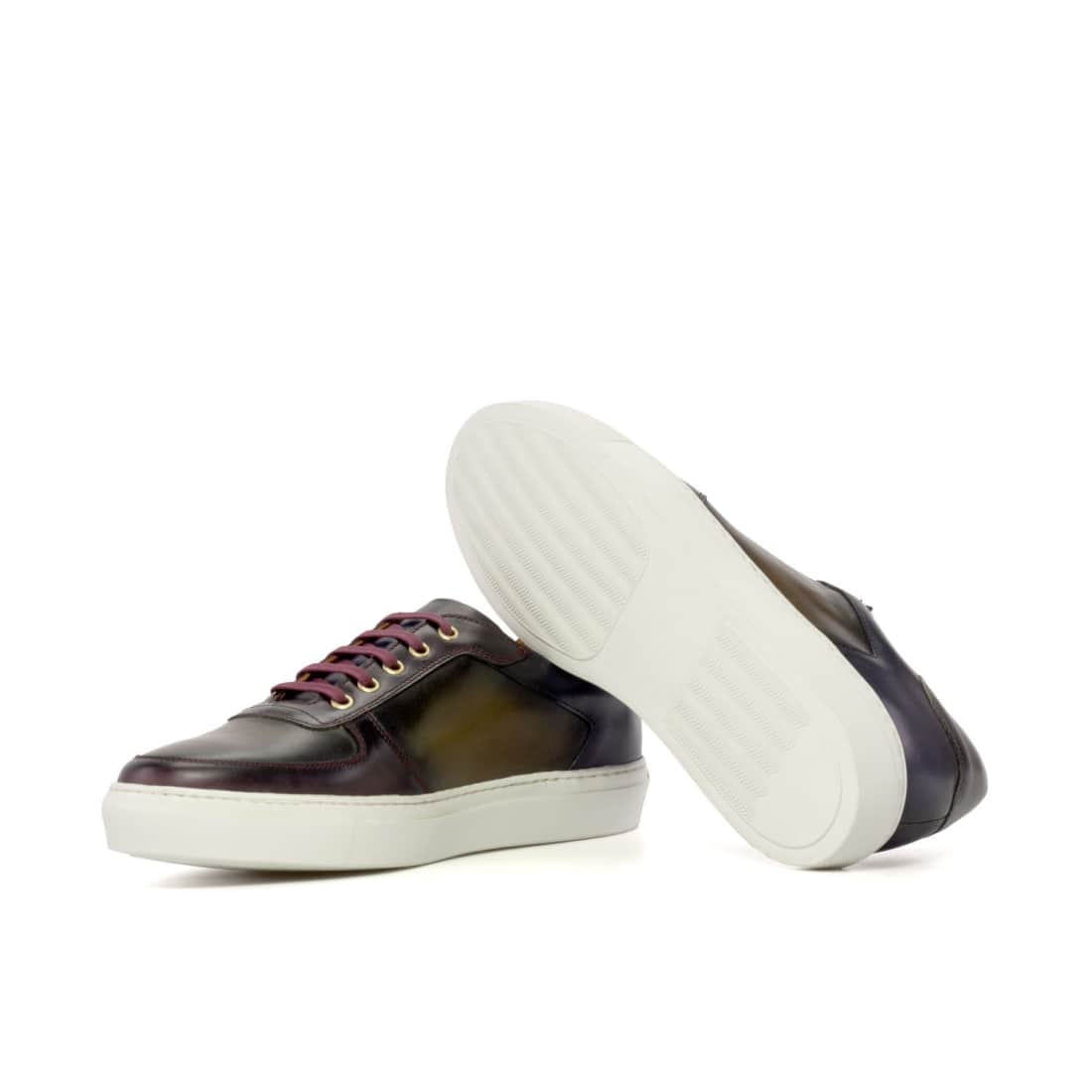 Sneakers Bumper en cuir patiné kaki - Semelles Blanches