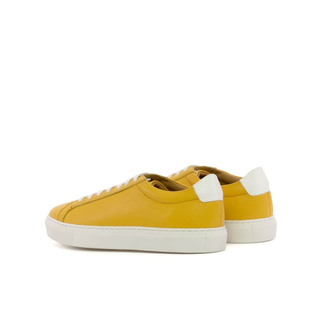 Sneakers Jersey en cuir grainé jaune - Semelles Blanches