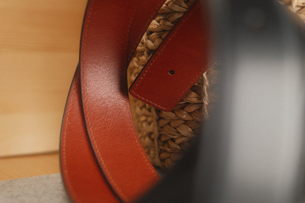 Ceinture réversible pour boucle H 32 mm – Cuir Bleu Marine / Cognac – vue 2