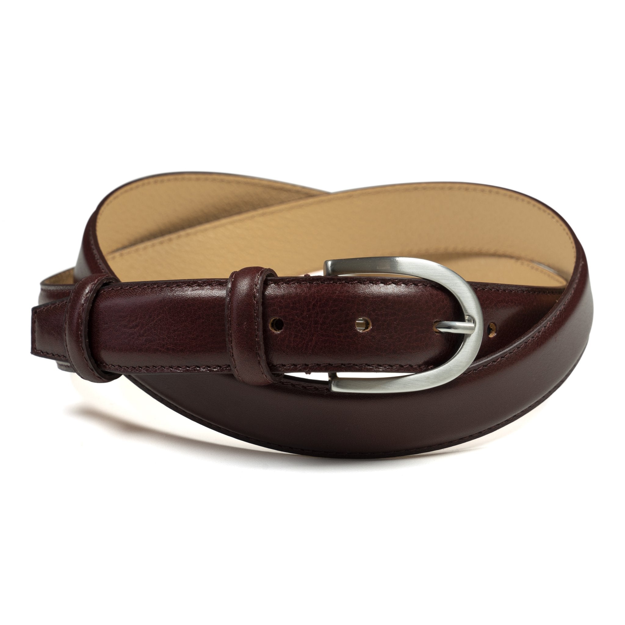 Ceinture En Cuir Amberhill Collection - Bordeaux - Taille 30 - Argent - NEUVE