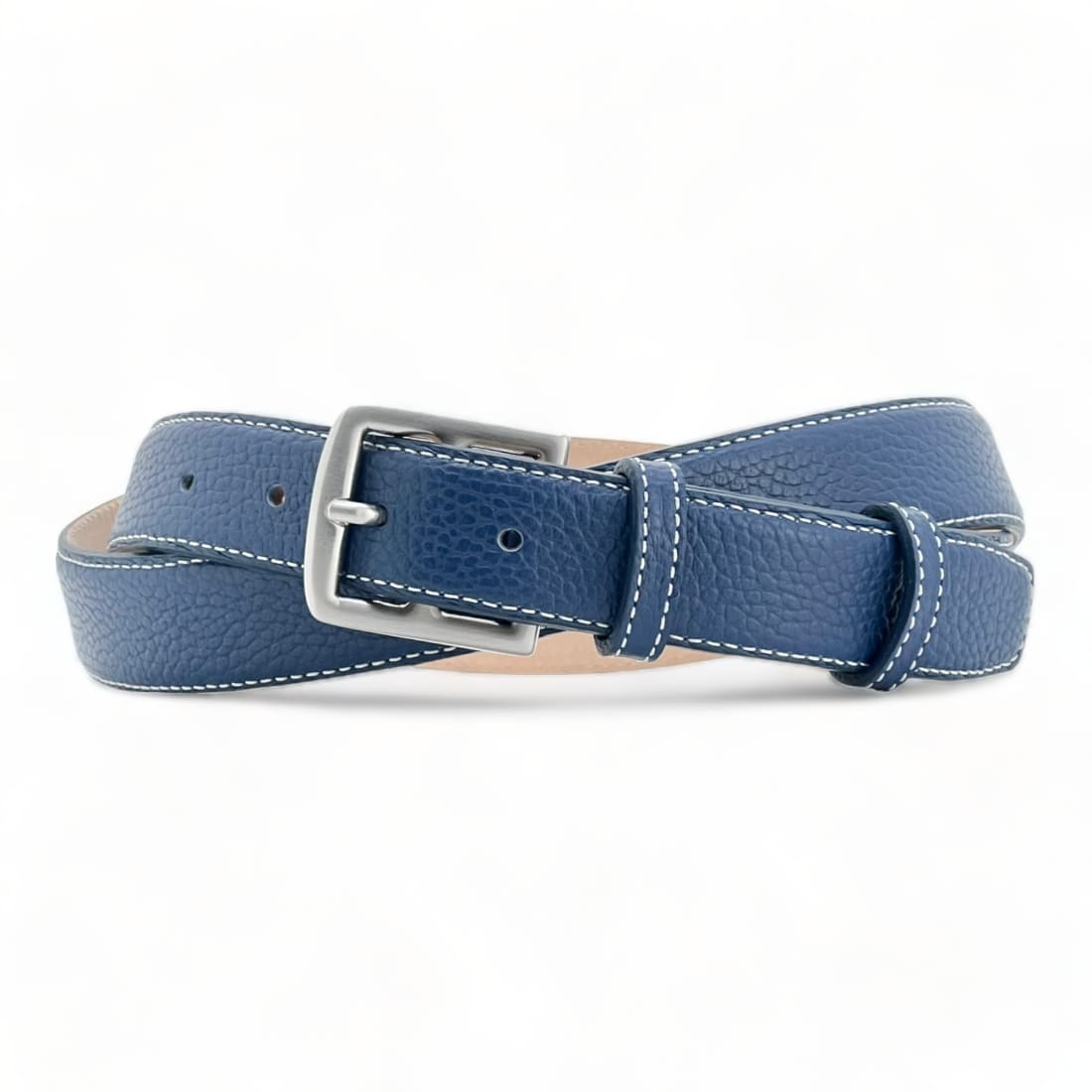 Ceinture cuir à boucle étrivière - Bleu Marine - 30 mm -