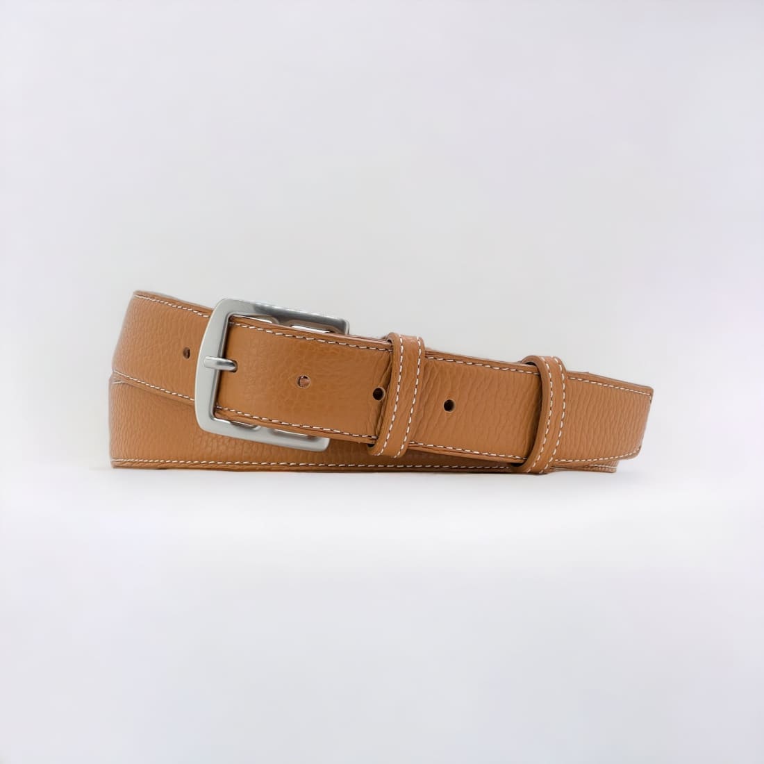 Ceinture cuir à boucle étrivière - Marron Clair -
