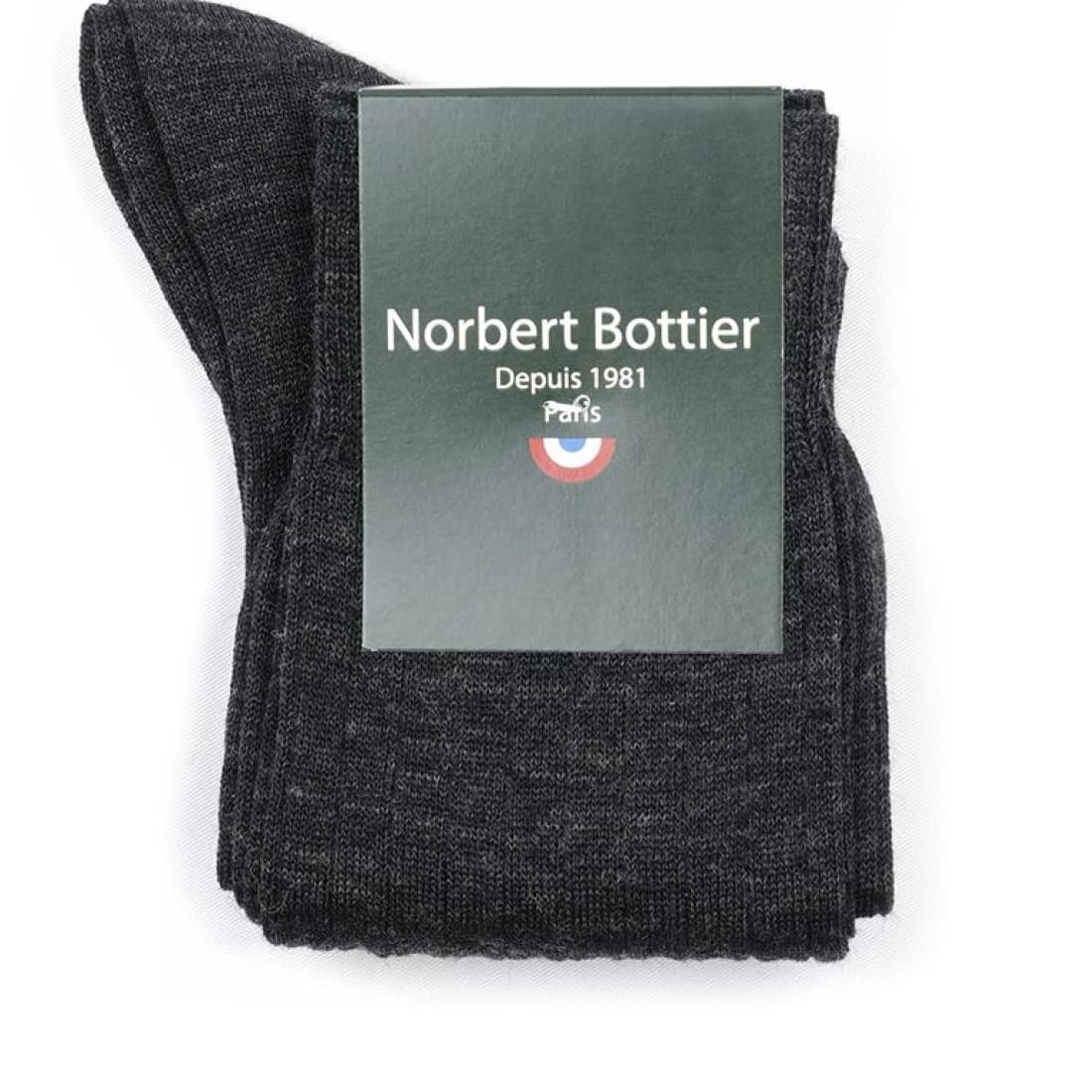 Chaussettes en laine Gris Anthracite Chiné - Norbert Bottier