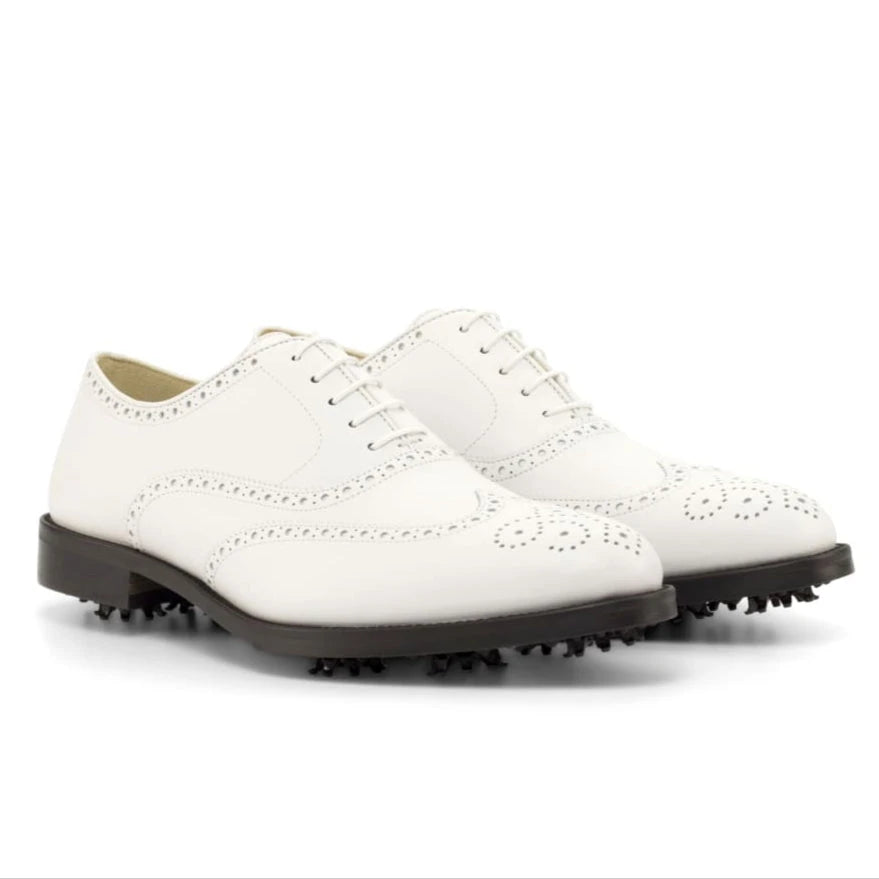 Derbies brogue à lacets de golf en cuir blanc - Chaussures
