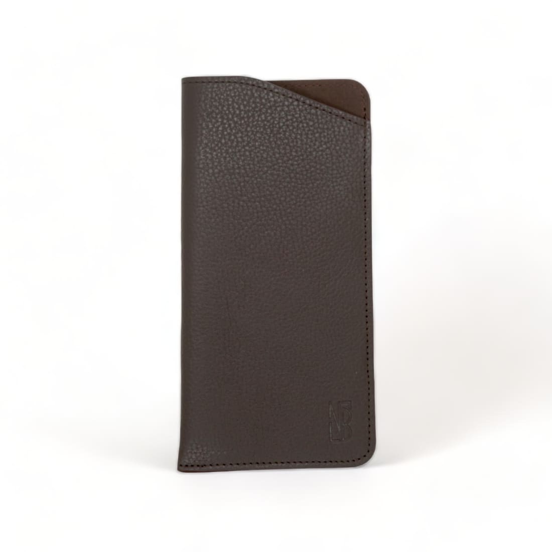 Étui à lunettes en cuir grainé Marron - Grand (lunettes de