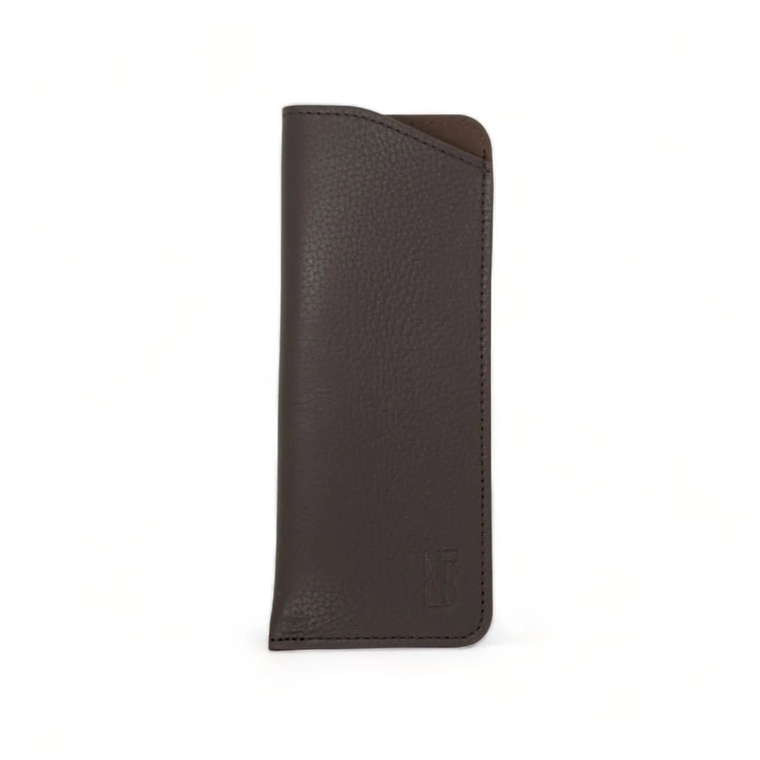 Étui à lunettes en cuir grainé Marron - Petit (lunettes de