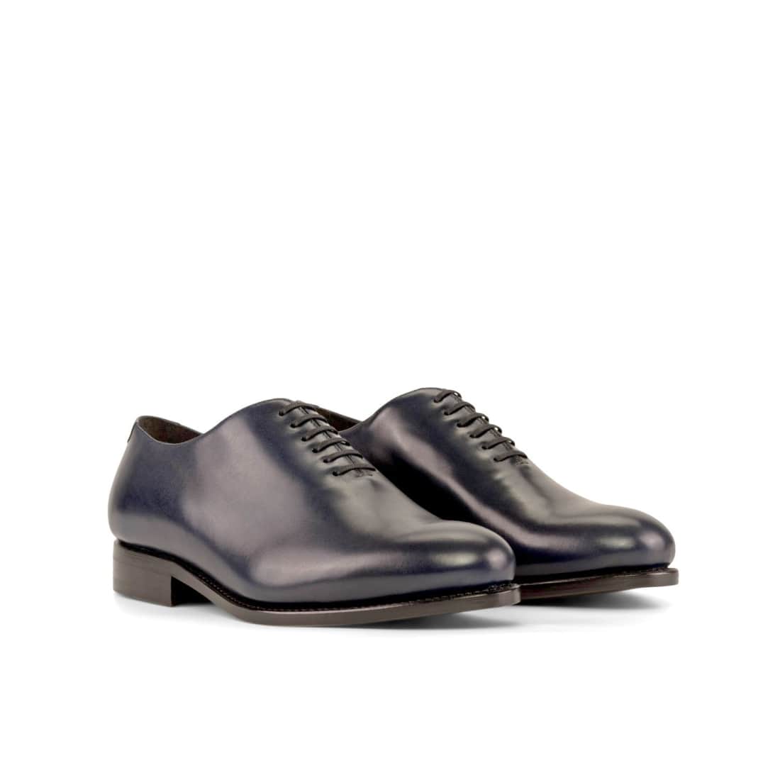 Paire de One Cut en box-calf bleu marine, vue de trois quarts