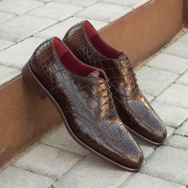 Chaussures en cuir croco homme