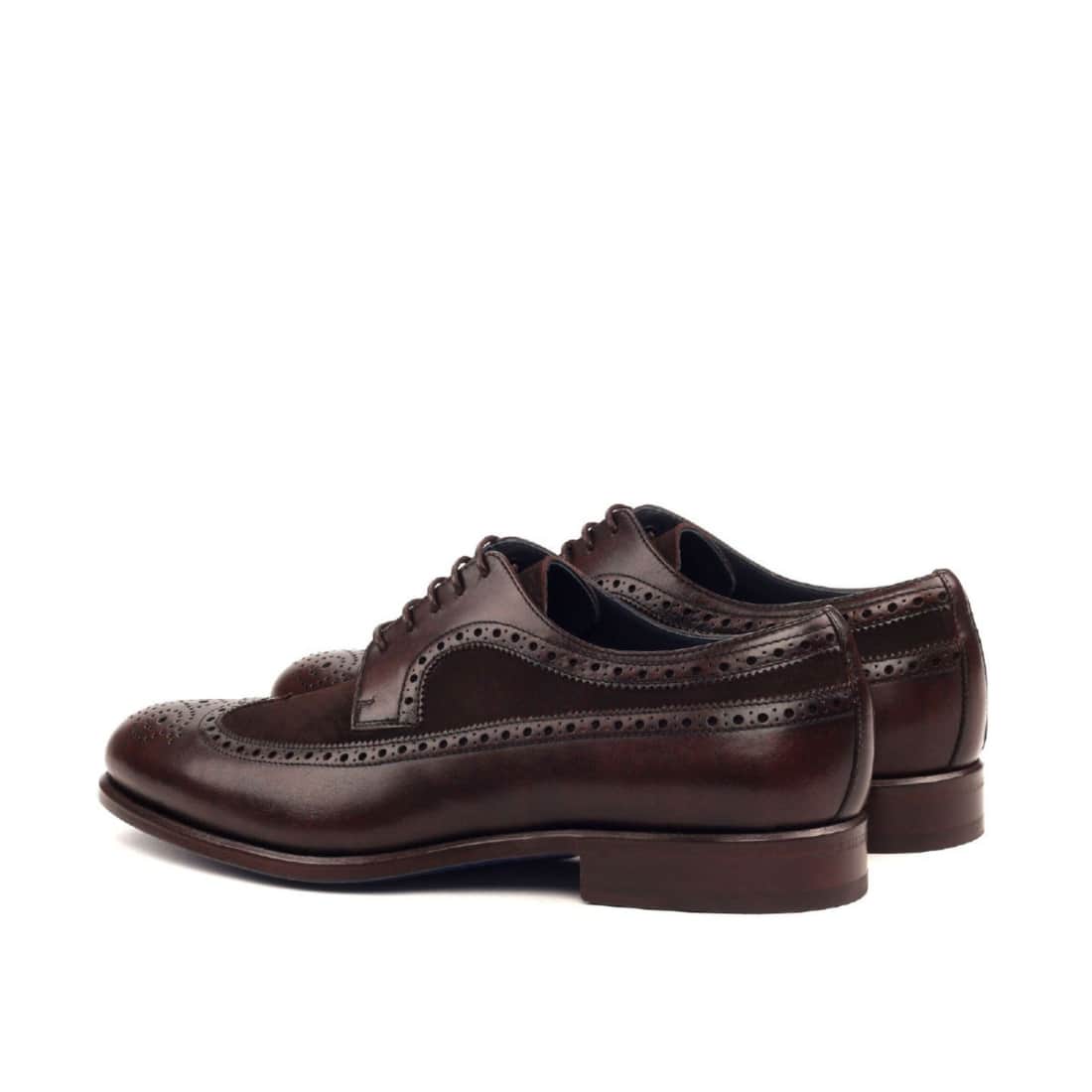 Derbie Brogue fleuri en cuir et daim marron foncé – vue 3