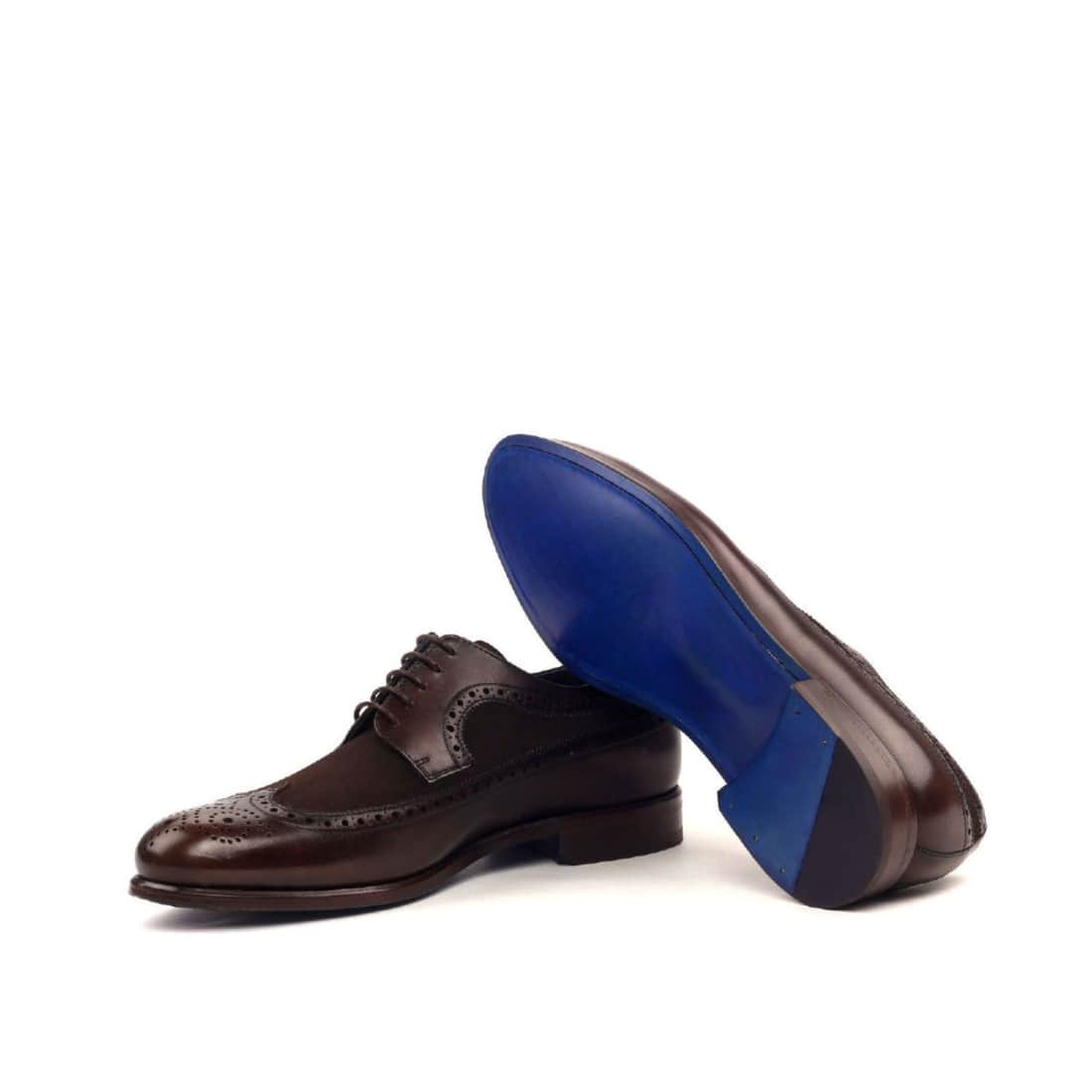 Derbie Brogue fleuri en cuir et daim marron foncé – vue 2