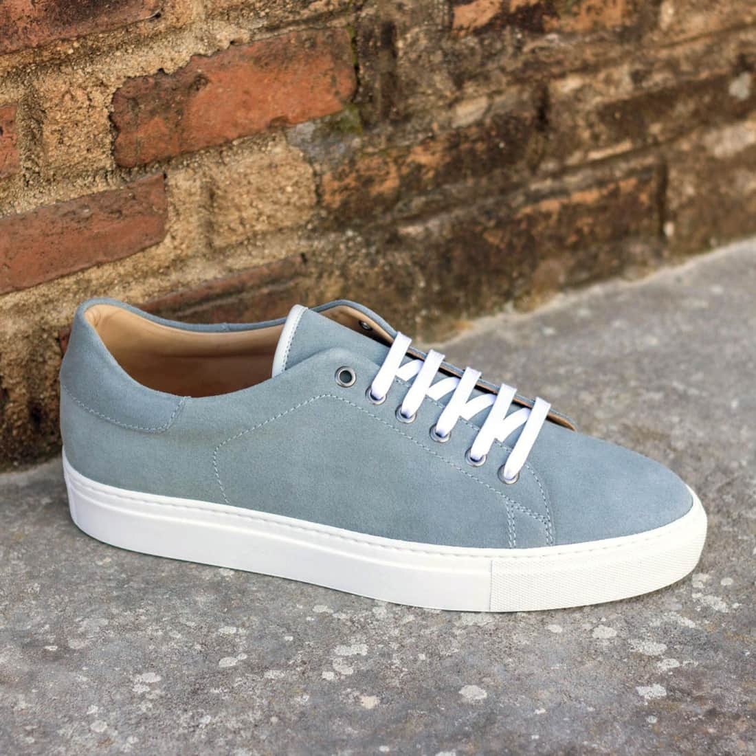 Sneakers Jersey en daim gris clair - Semelles Blanches
