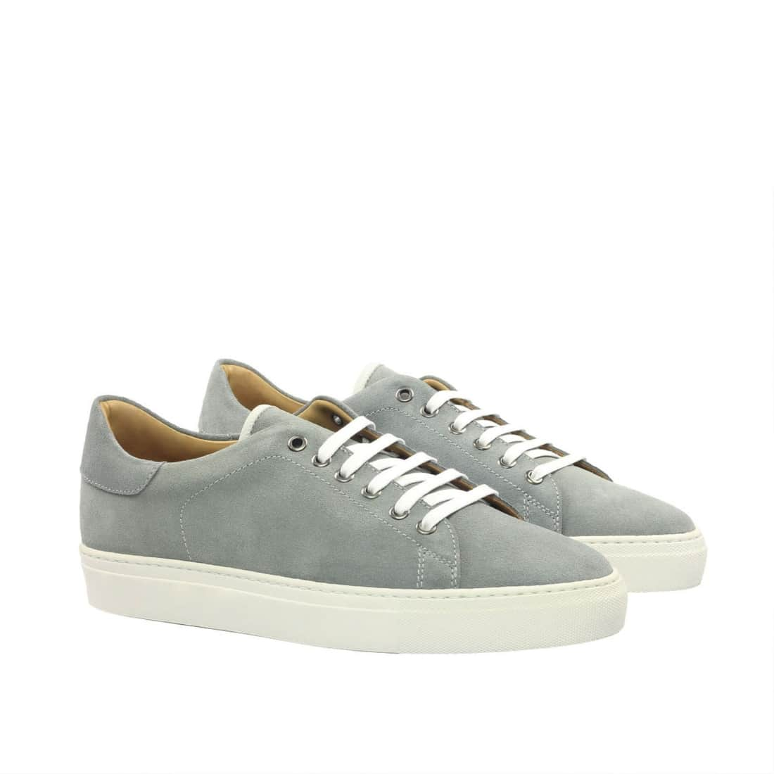 Sneakers Jersey en daim gris clair - Semelles Blanches