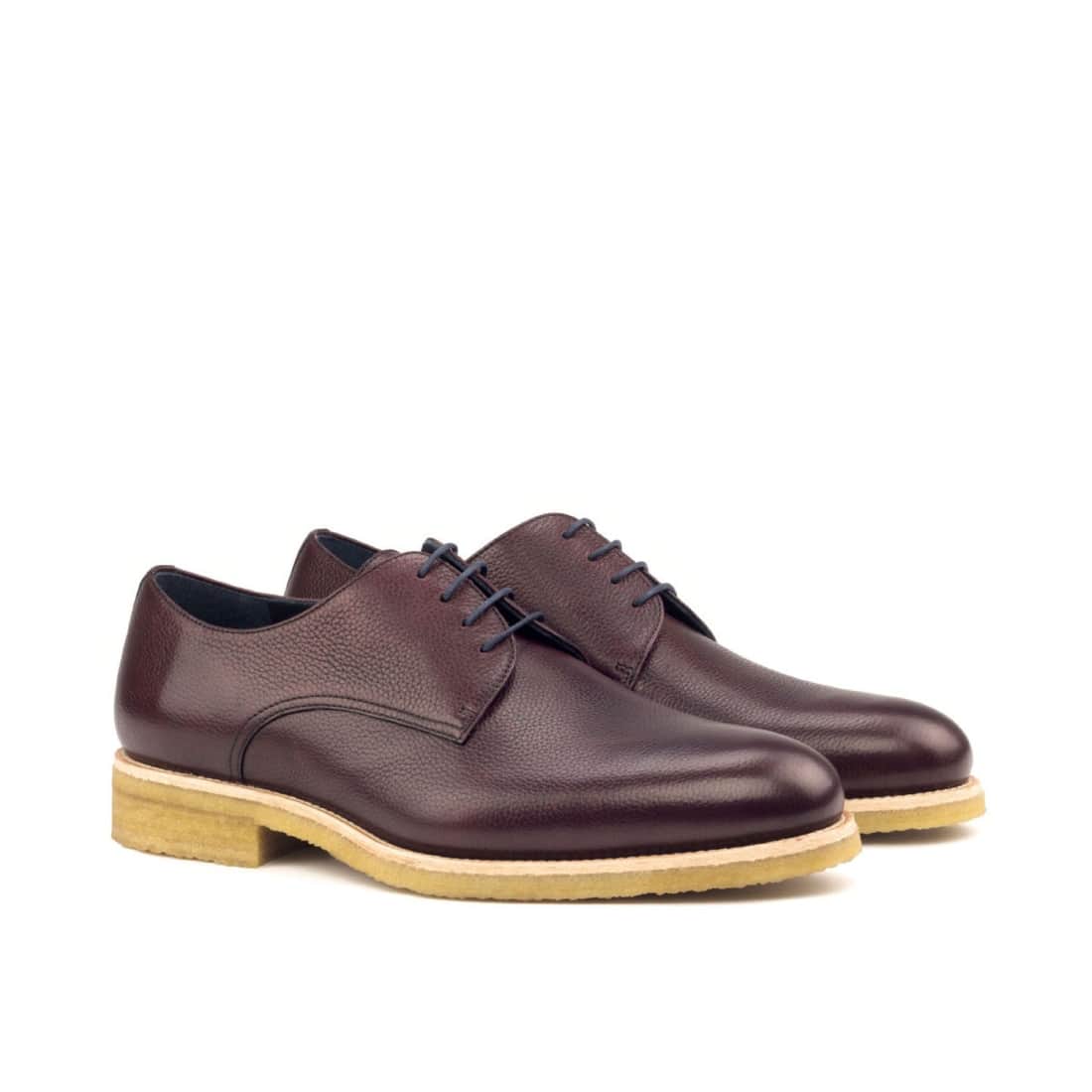 Derbie Blucher en cuir grainé bordeaux - Semelles Crêpe