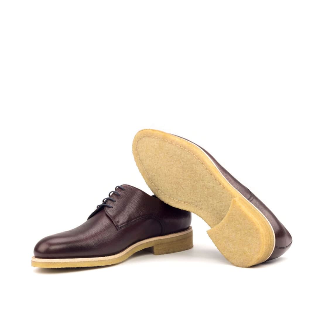 Derbie Blucher en cuir grainé bordeaux - Semelles Crêpe