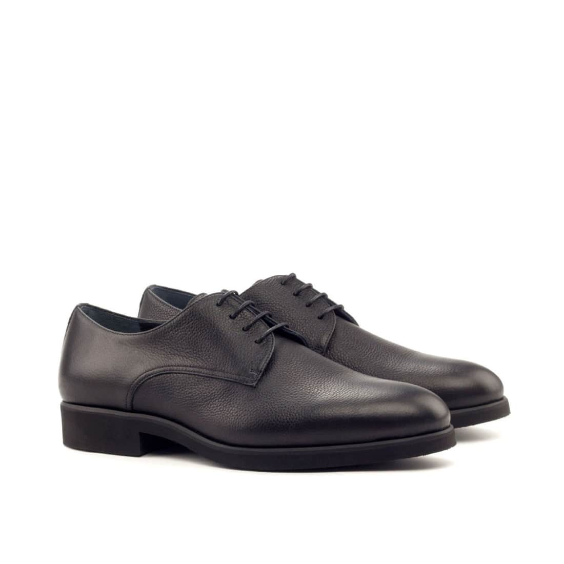 Derbie Blucher en cuir grainé noir - Semelles Caoutchouc