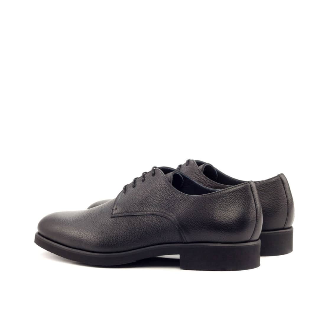 Derbie Blucher en cuir grainé noir - Semelles Caoutchouc