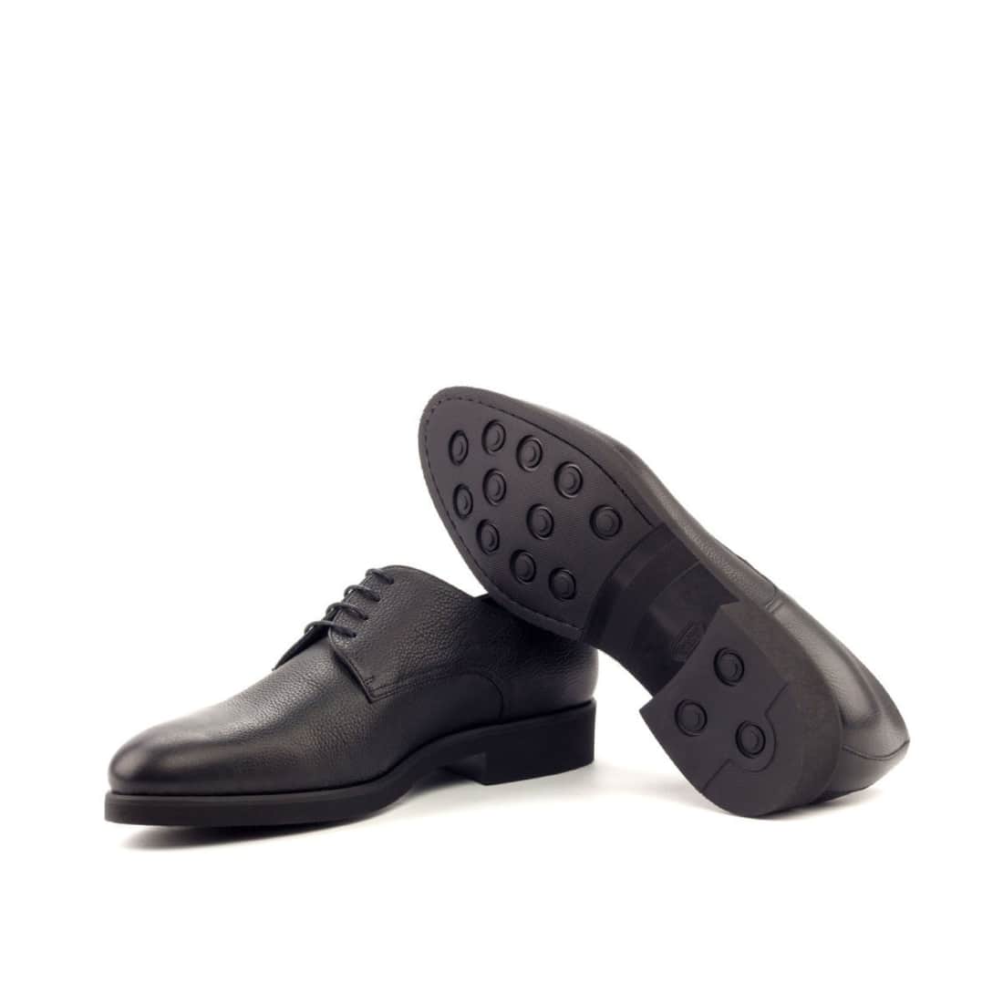 Derbie Blucher en cuir grainé noir - Semelles Caoutchouc