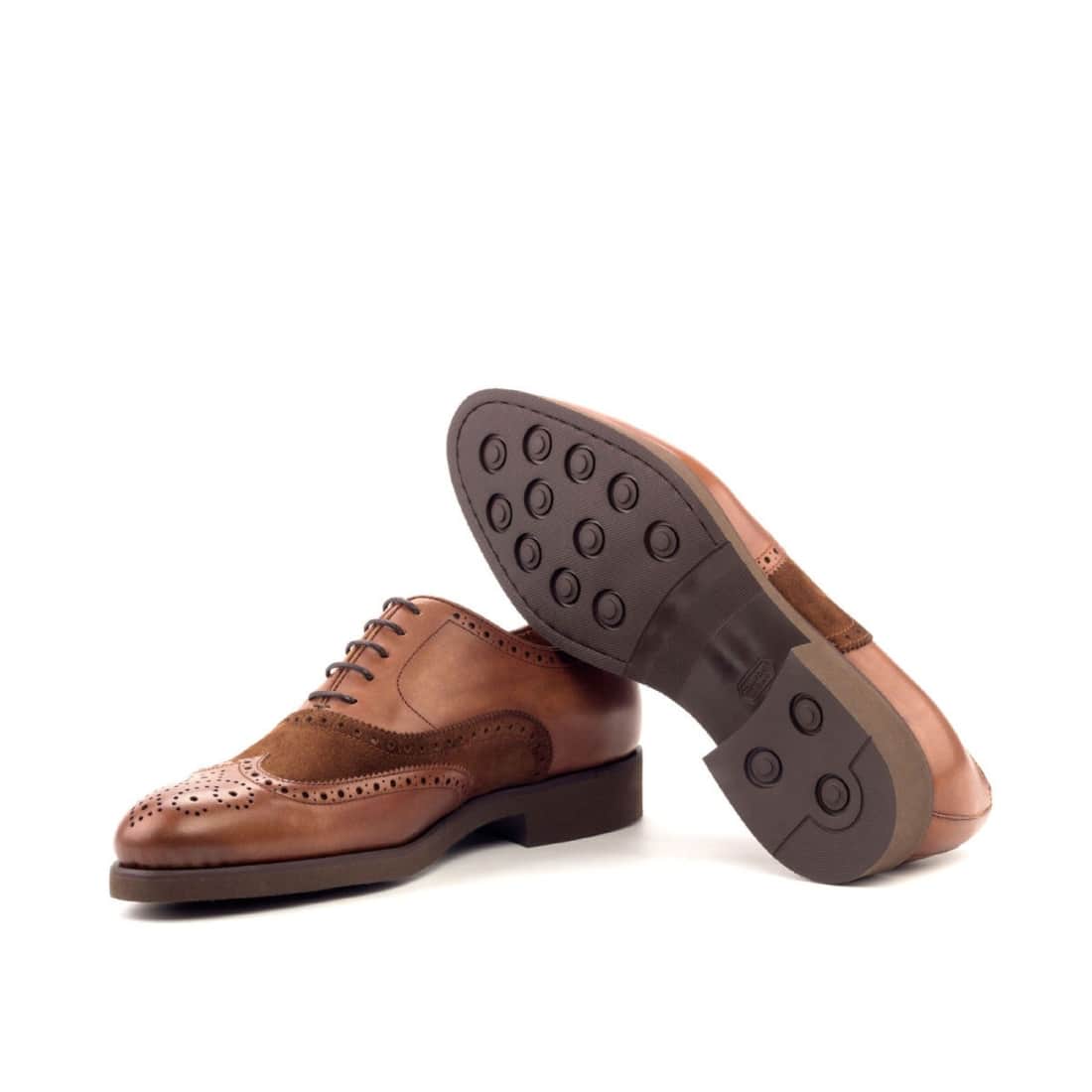 Richelieu fleuri en cuir et daim marron - Semelles caoutchouc – vue 2