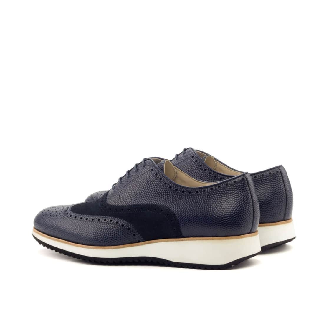 Richelieu fleuri en cuir et daim bleu marine - Semelles sport – vue 3